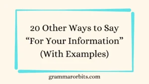 Other Ways to Say “For Your Information”