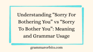 “Sorry For Bothering You” vs “Sorry To Bother You”