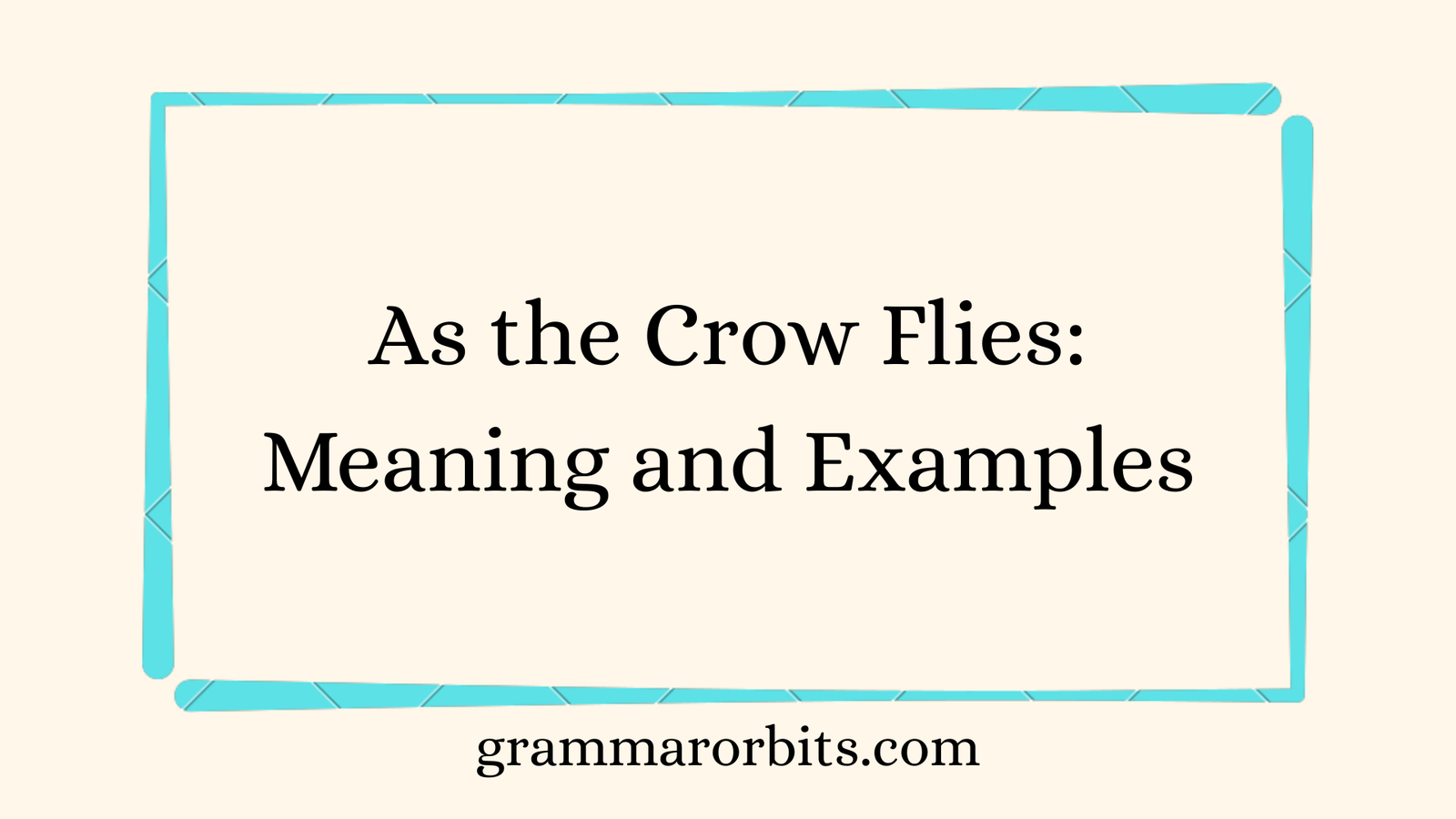 As the Crow Flies