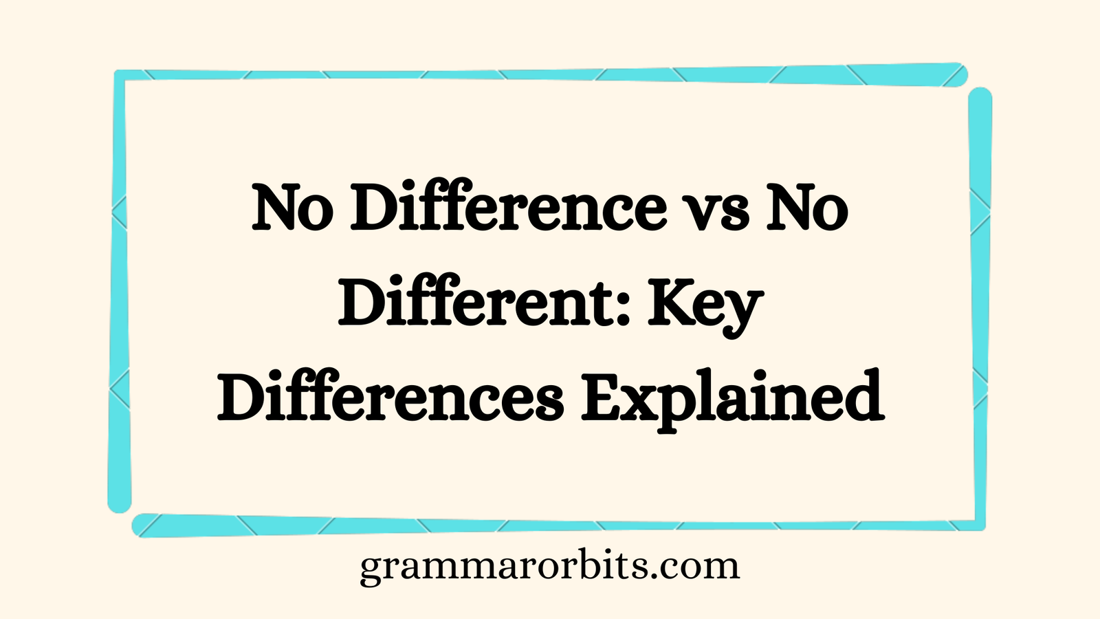 No Difference vs No Different